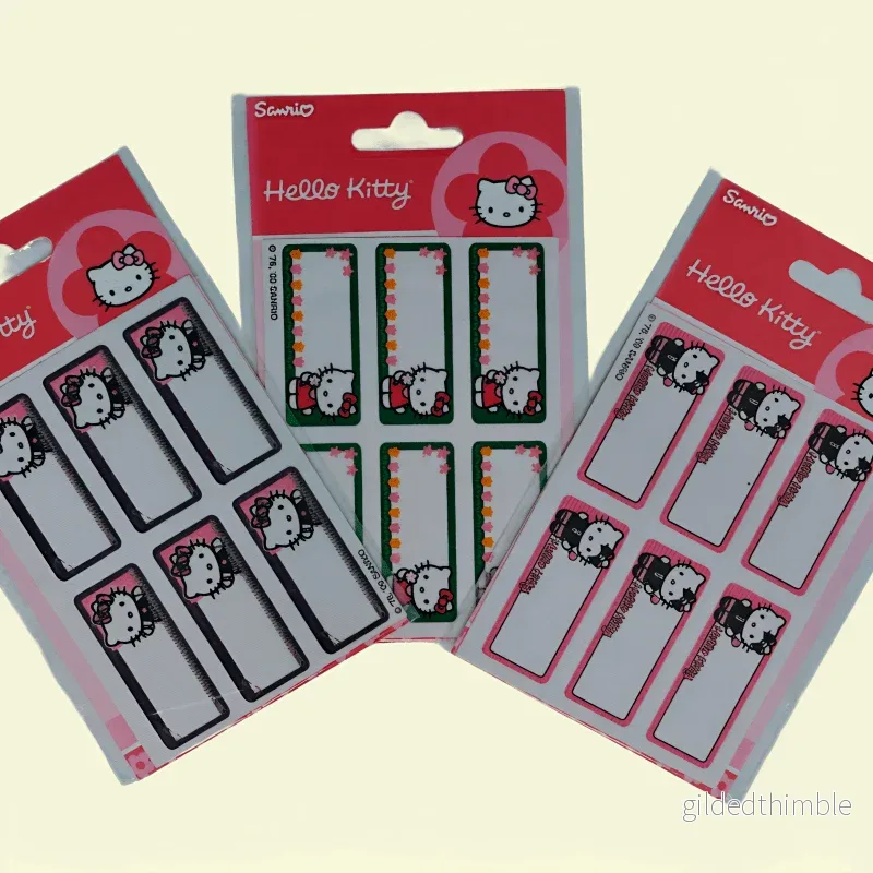Tygettiketter Hello Kitty - Strykbara Etiketter Bomull & Polyester.
