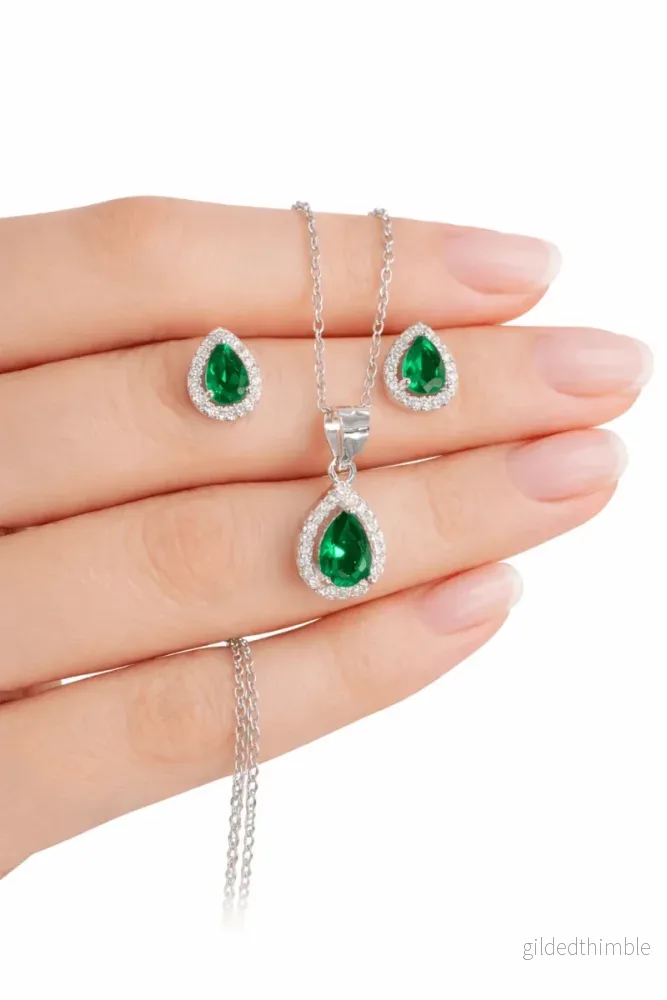 Carmose SET – Grön Silver 925 med Zirconia stenar