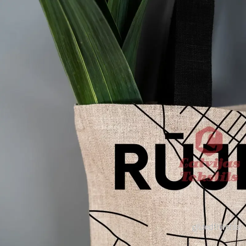 Pelēka lina auduma maisiņš "Rūjiena" - Bild 3