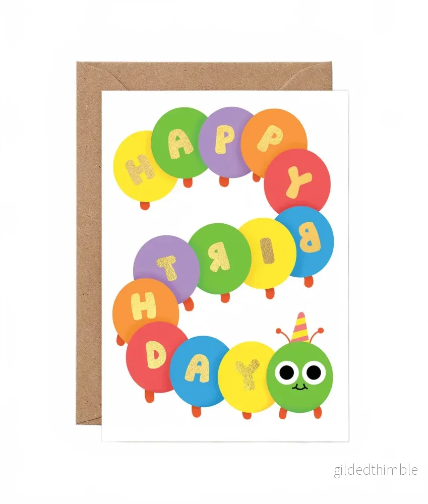 Gratulationskort – Happy Bday Caterpillar Gratulationskort – Happy Bday Caterpillar