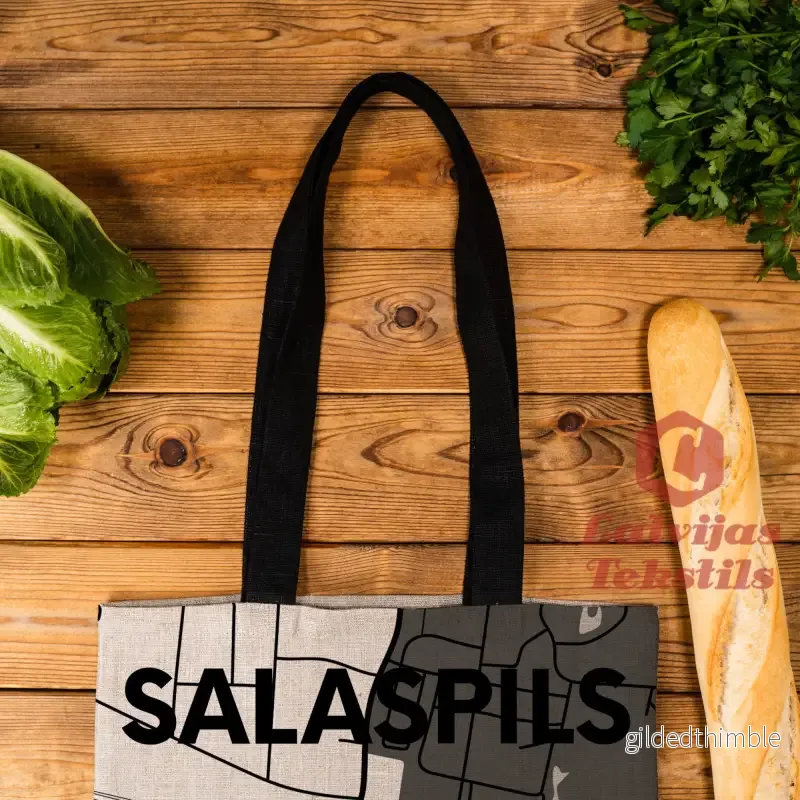Pelēka lina auduma maisiņš "Salaspils" - Bild 2
