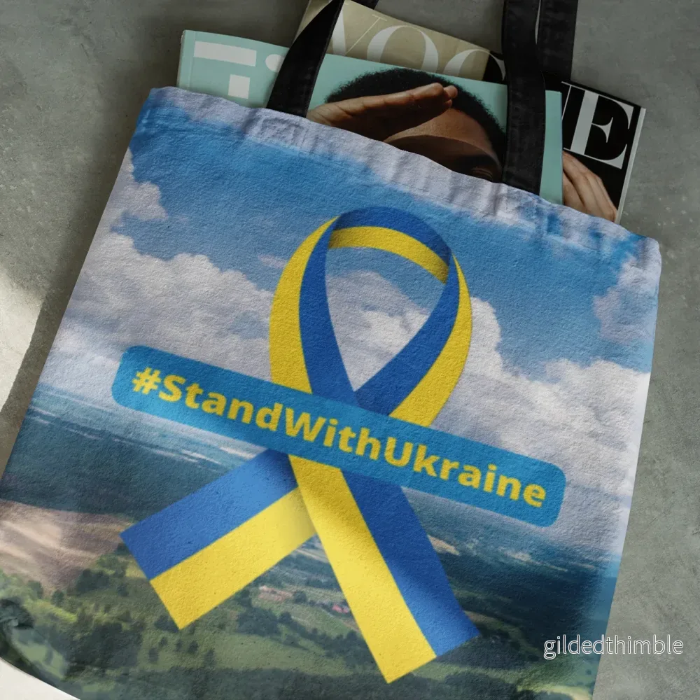 Lina vai kokvilnas auduma maisiņš «#StandWithUkraine» | kolekcija «Par Ukrainu» - Bild 2