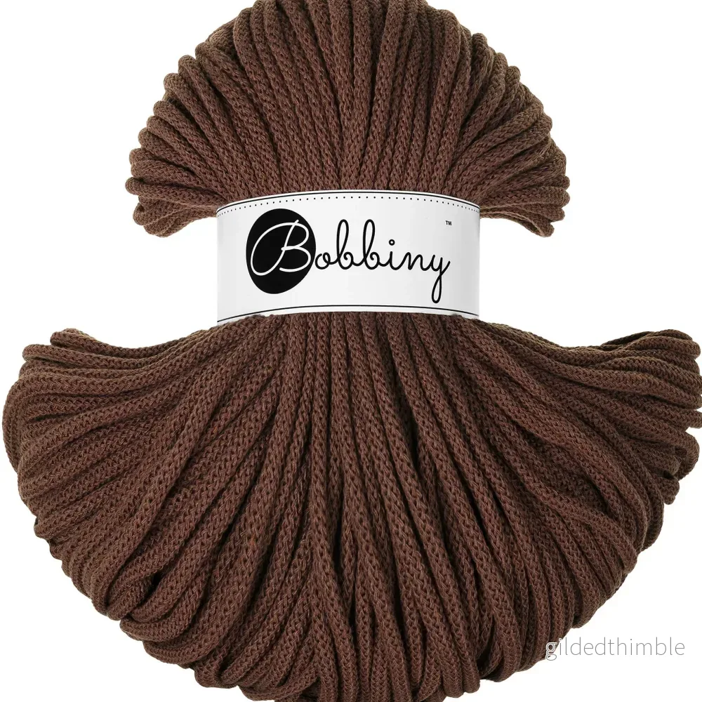 CHOCOLATE BROWN Premium 5 mm. mjukt bomullssnöre
