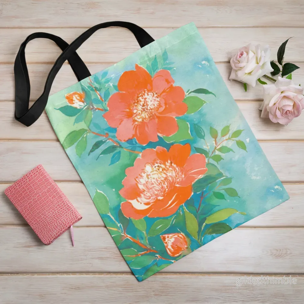 Lina vai kokvilnas auduma maisiņš «Oranžās rozes» | Kolekcija «Aquarello»