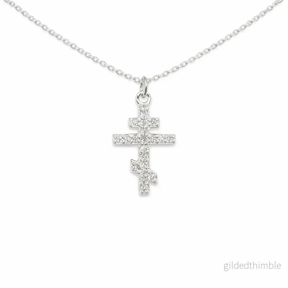 Halsband ortodoxt kors sterling silver med sten Halsband ortodoxt kors sterling silver med sten