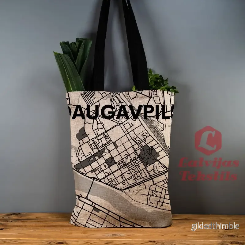 Pelēka lina auduma maisiņš "Daugavpils"