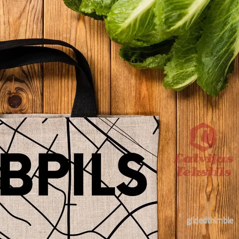 Pelēka lina auduma maisiņš "Jēkabpils" - Bild 3