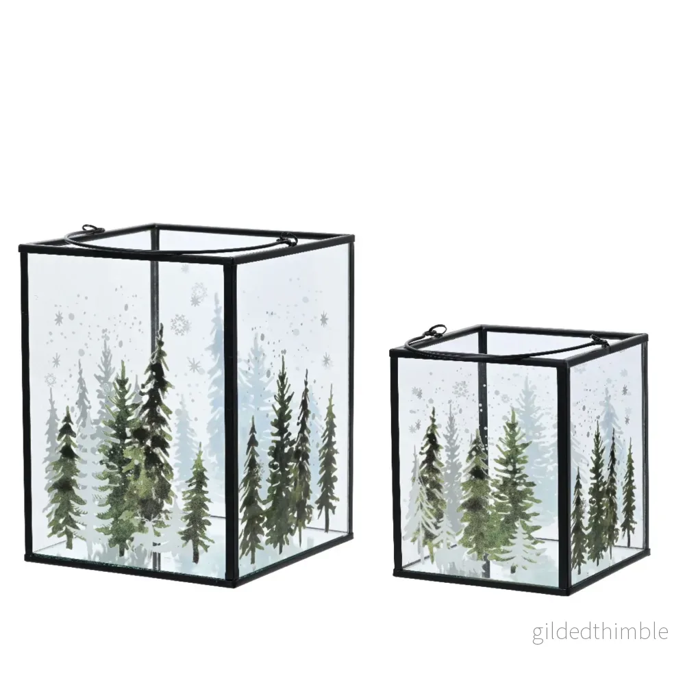 Glaslyktor Skog med snöfall - Bild 2