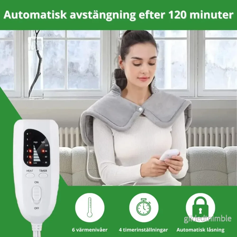 Värmedyna nacke axlar 6 värmelägen timer - Bild 2
