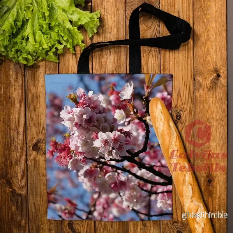 Lina vai kokvilnas auduma maisiņš «Sakuras» | kolekcija «Ziedu pasaule»