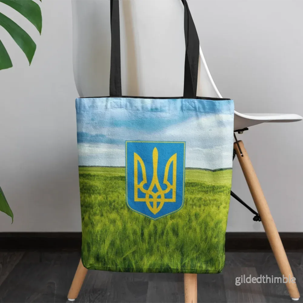 Lina vai kokvilnas auduma maisiņš «Ukrainas ģerbonis labības laukā» | kolekcija «Par Ukrainu» - Bild 3