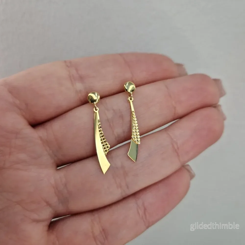 Guldörhängen blank & facettslipad del 18k guld