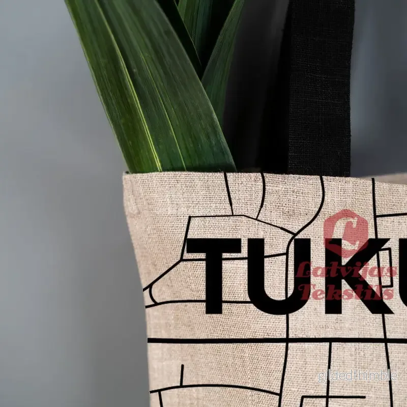 Pelēka lina auduma maisiņš "Tukums" - Bild 3