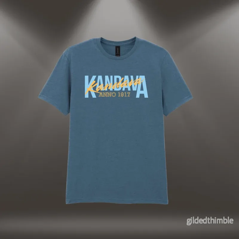 Kokvilnas T-krekls ”Kandava. Anno 1917.” | Indigo zils