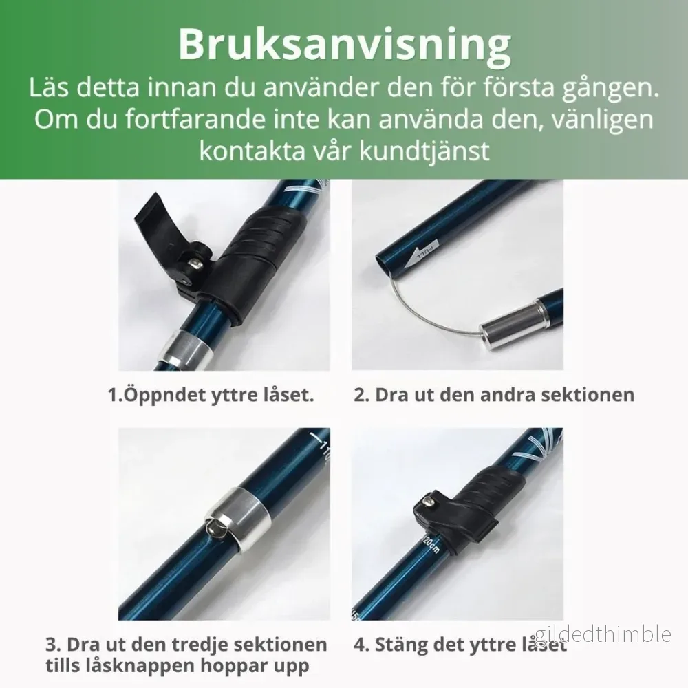 Hopfällbara Gångstavar – Justerbara & Lättvikt för Promenad - Bild 3