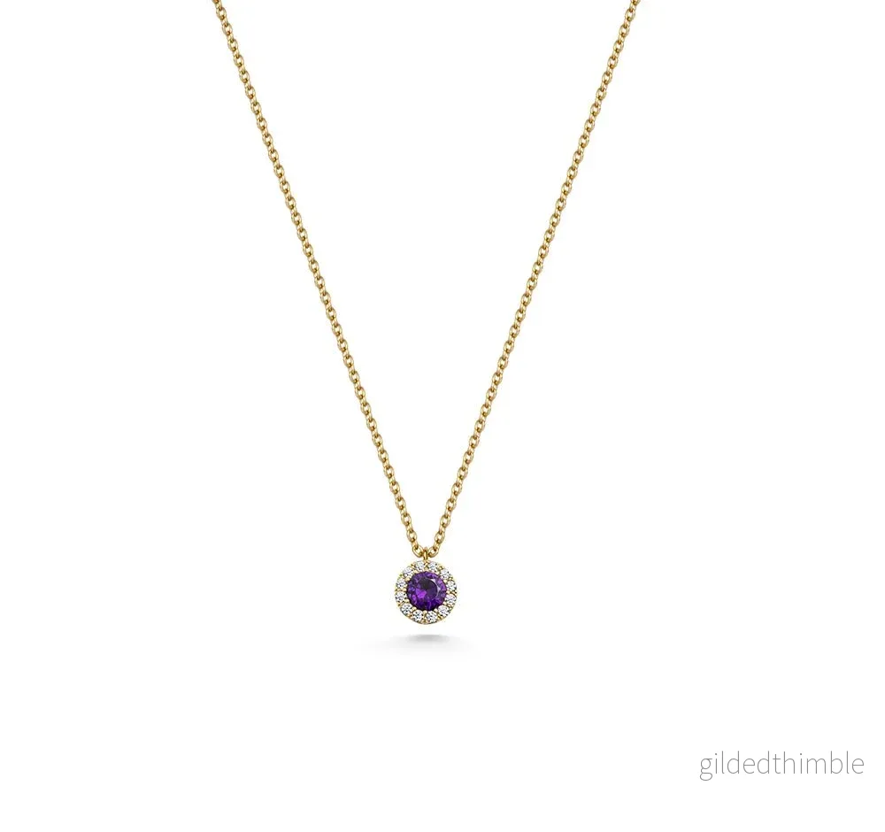 Carmose halsband med lila sten 18k guld - Bild 3