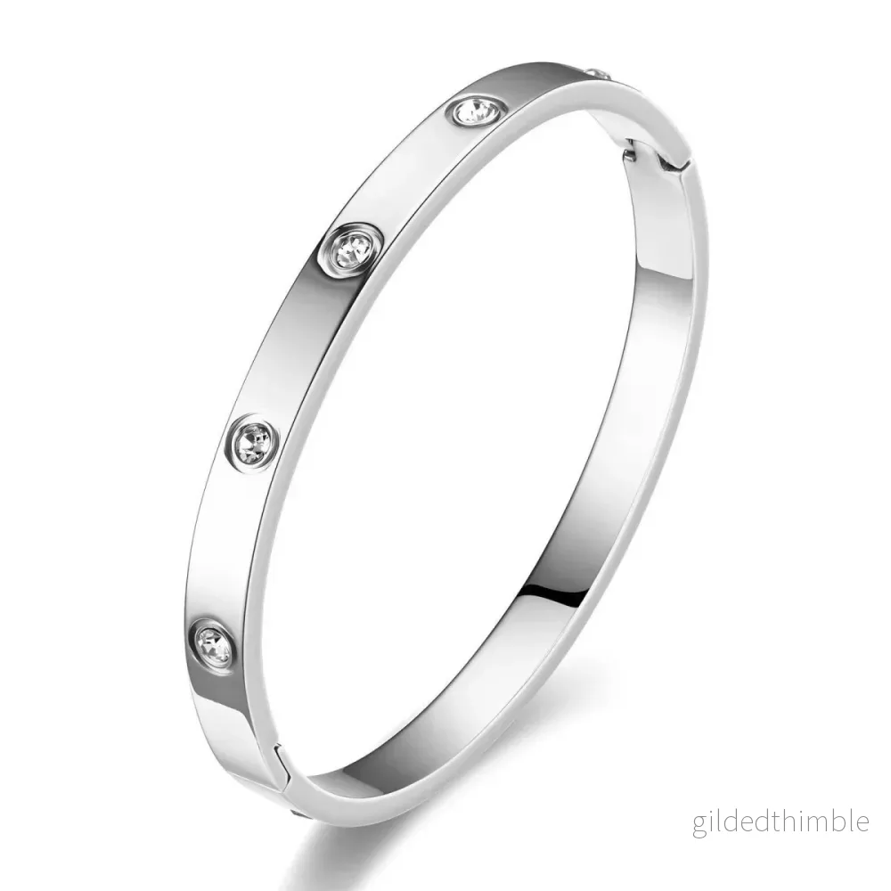 armring stainless steel med cubic zirkonia
