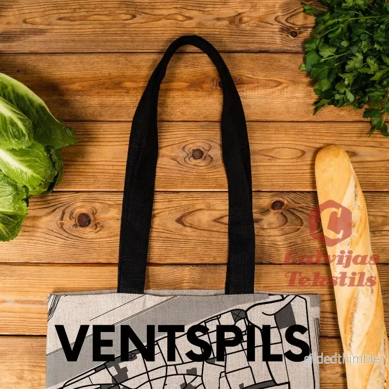 Pelēka lina auduma maisiņš "Ventspils" - Bild 2