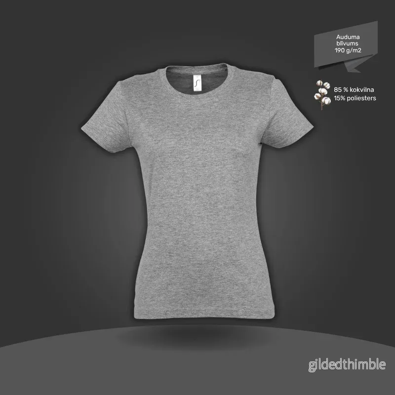 Sieviešu T-krekls - klasiskais | 190 g/m² | Klasiski pelēks - Bild 2