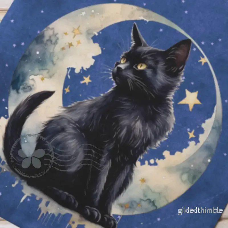 Linne- eller bomullskasse «Stjärnkatten Svarta katten» - Bild 2