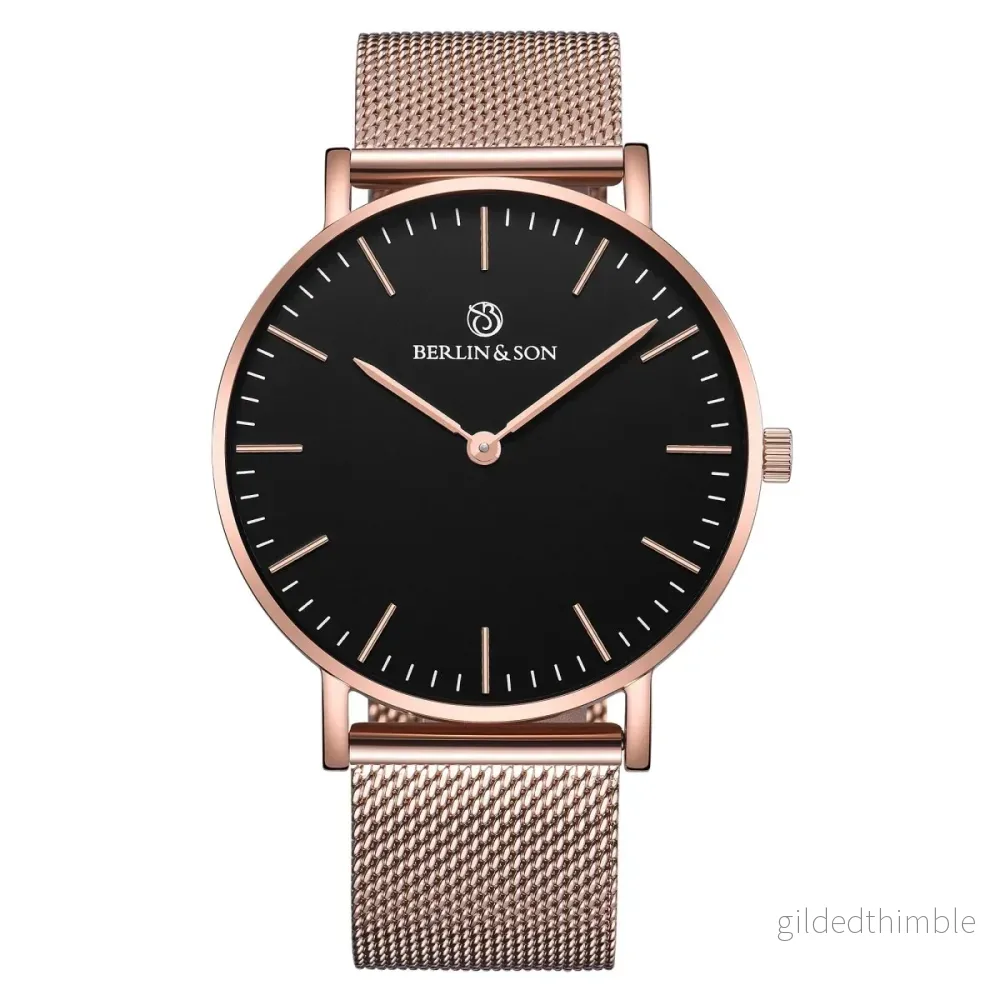Berlin & Son – Black & Rosé Mesh 40mm Berlin & Son – Black & Rosé Mesh 40mm