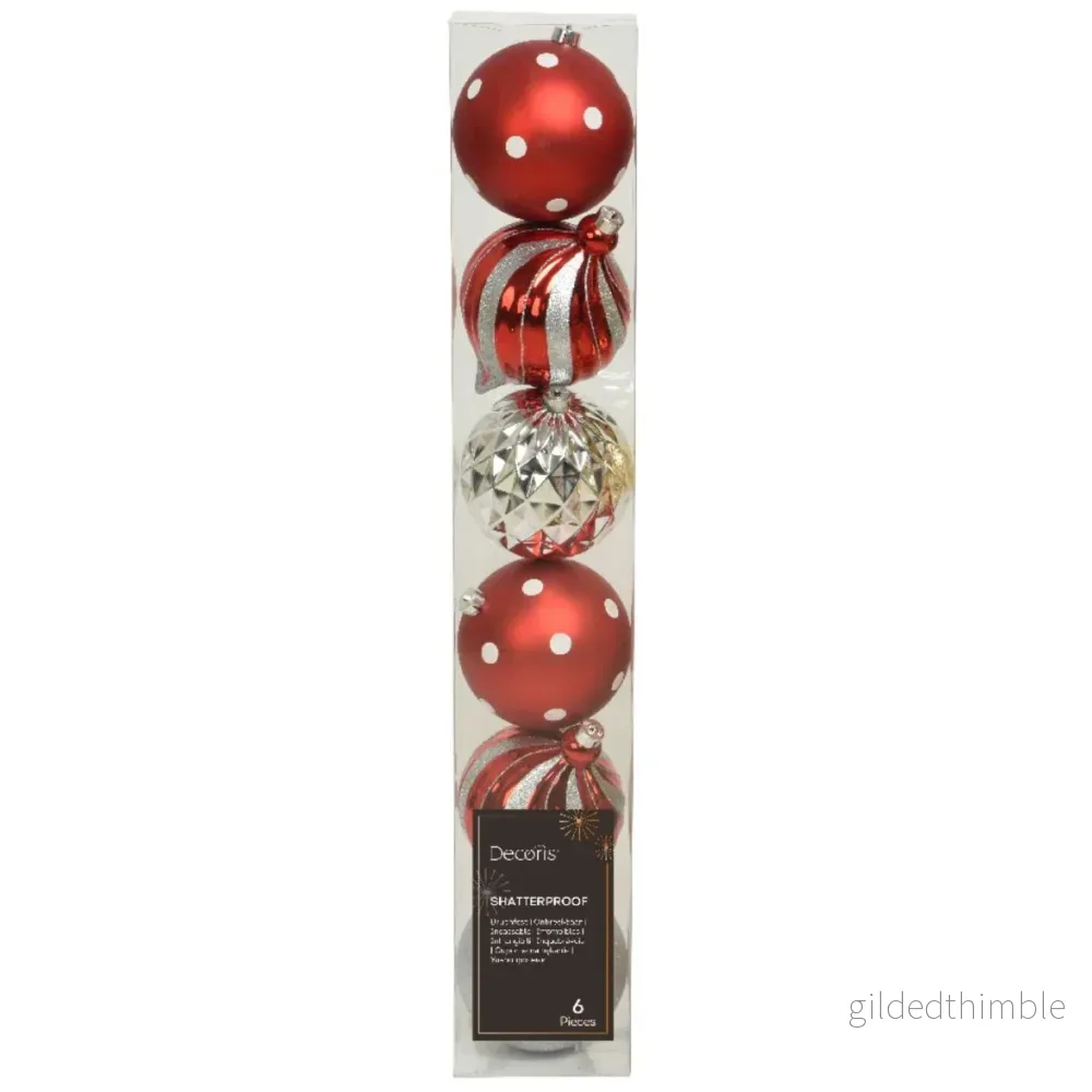 Julgranskulor Stora Röd/Silver 15cm - Bild 2