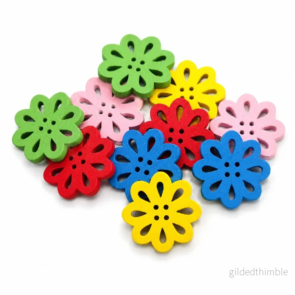 Härliga blomknappar i trä 3-pack Härliga blomknappar i trä 3-pack