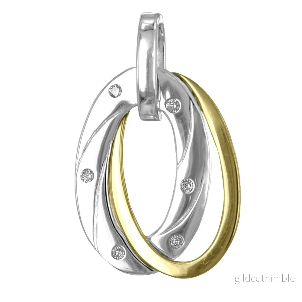 Guldhänge - Tvåfärgat 18k guld med 6 diamanter - Bild 2
