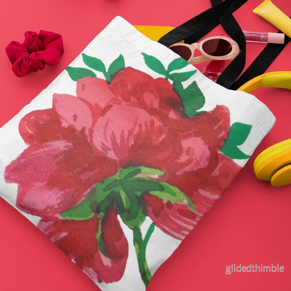 Lina vai kokvilnas auduma maisiņš «Sarkanā roze» | Kolekcija «Aquarello» - Bild 3