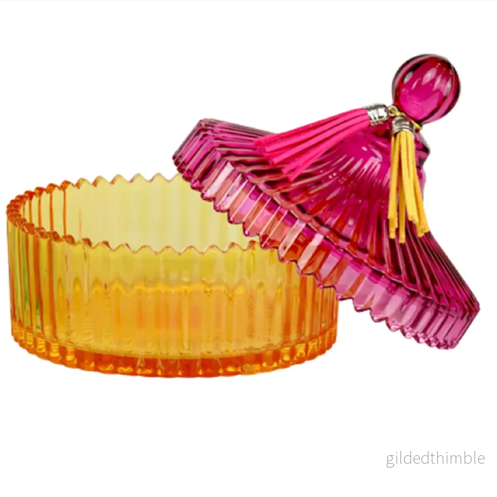 Glasburk med Lock – Rosa & Orange - Bild 2