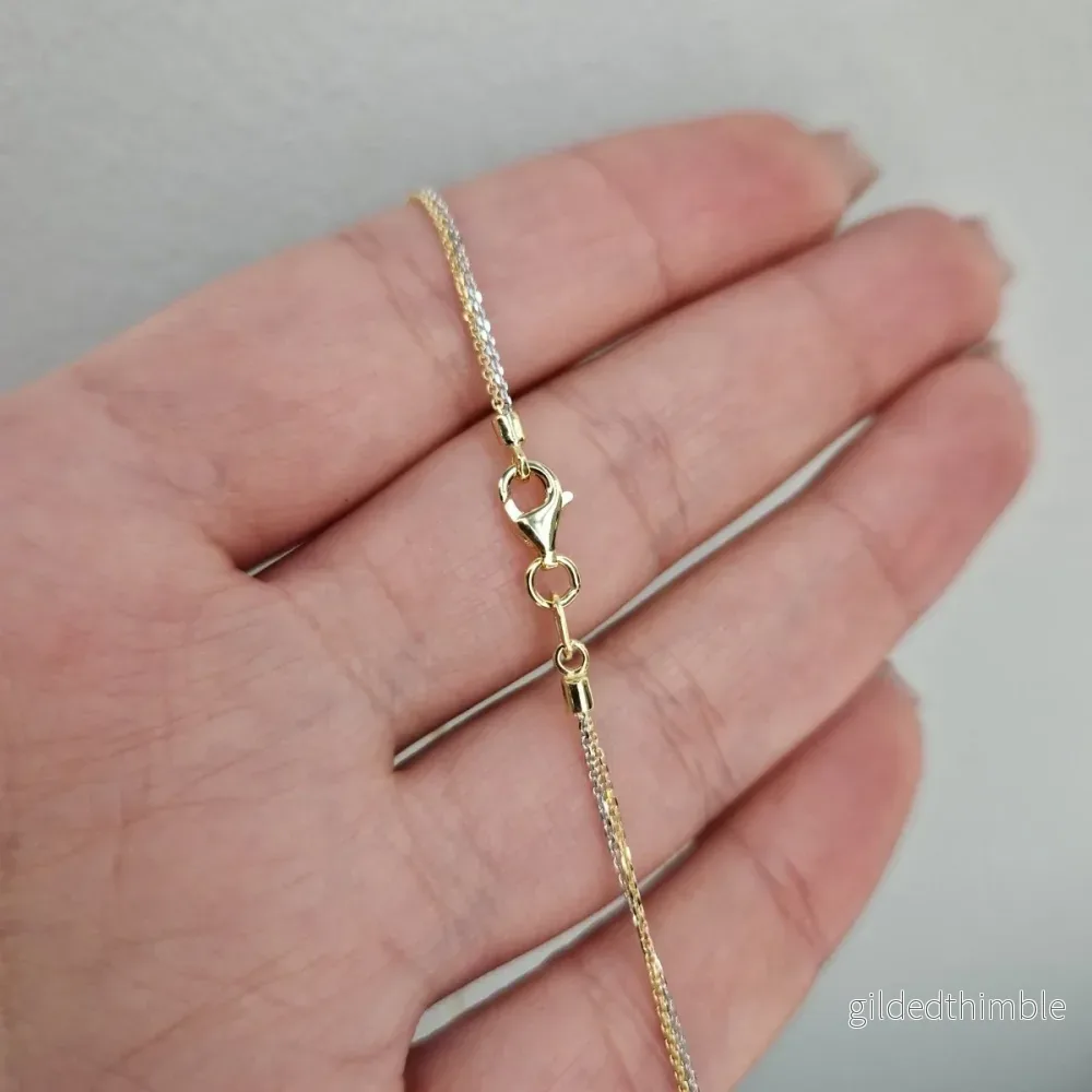 Hjärta tvåfärgat 18k guld med två kedjor - Bild 3