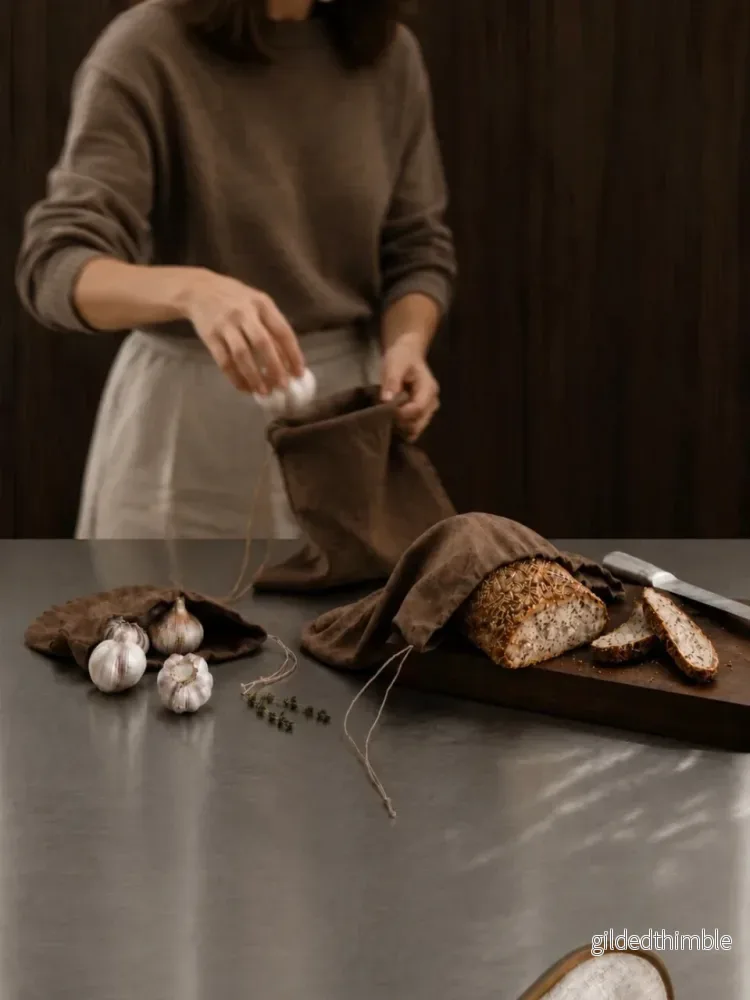 Brödpåse i 100% linne 'Cacao Brown' - Bild 2