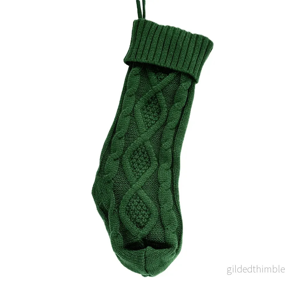 Julstrumpa Grön Stickad - Bild 2